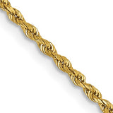 1.5mm Diamond Cut Light Rope Chain in 14K Yellow Gold