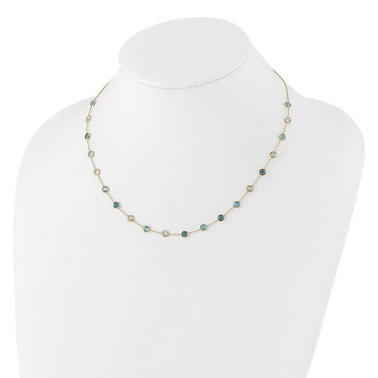 Shades of Blue Station Necklace in 10K Yellow Gold 18