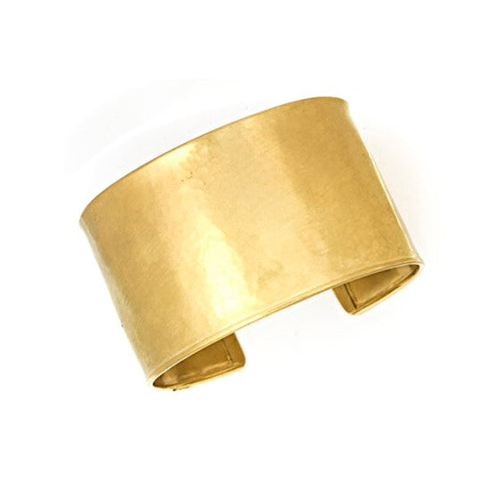 Hammered Cuff Bracelet 37mm in 18K Yellow Gold from Italy