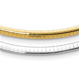 Domed Omega 4mm Wide Reversible Necklace and Bracelet in 14K White or Yellow Gold
