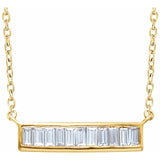 Baguette Diamond Bar Necklace in 14K Gold