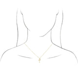 Beaded Cross Necklace with Diamond Charm