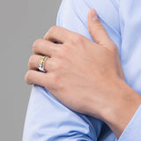 Two-Tone Contemporary .33 ct. Men's Diamond Cross Ring 10K or 14K Gold