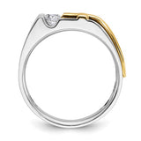 Two-Tone Contemporary .33 ct. Men's Diamond Cross Ring 10K or 14K Gold