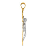 Italian Gold XL Two-Tone Ornate Crucifix with Ruby CZ Accents