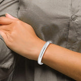 10mm Half Round Highly Polished Hinged Bangle Bracelet 7/16" in 14K White or Yellow Gold