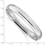 10mm Half Round Highly Polished Hinged Bangle Bracelet 7/16" in 14K White or Yellow Gold