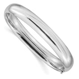 10mm Half Round Highly Polished Hinged Bangle Bracelet 7/16" in 14K White or Yellow Gold