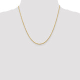 2.0mm Diamond Cut Extra Light Rope Chain in 14K Yellow Gold