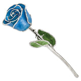 Forever® Rose Blue Peacock Rose Trimmed in Sterling Silver - Roxx Fine Jewelry