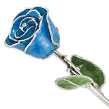 Forever® Rose Blue Peacock Rose Trimmed in Sterling Silver - Roxx Fine Jewelry
