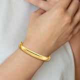 8mm Half Round Highly Polished Bangle Bracelet in 14K White or Yellow Gold