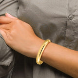 10mm Half Round Highly Polished Hinged Bangle Bracelet 7/16" in 14K White or Yellow Gold