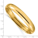 10mm Half Round Highly Polished Hinged Bangle Bracelet 7/16" in 14K White or Yellow Gold