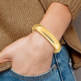 15mm Half Round Highly Polished Bangle Bracelet 9/16" in 14K Yellow Gold