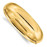 15mm Half Round Highly Polished Bangle Bracelet 9/16" in 14K Yellow Gold