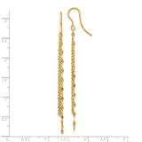 Bright Cut Double Tassel Twisted Rope 26" Lariat Necklace and Earrings in 14K Gold