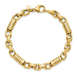 Men's Link and Coil 7mm Wide Bracelet in 14K Yellow Gold