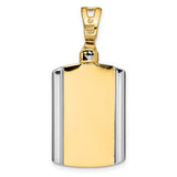 Two-Tone Dog Tag Cross Pendant in 14K Yellow Gold