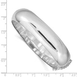 Half Round 12mm Hinged Bangle Bracelet in Sterling Silver