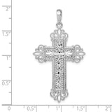 De-Ani Filigree Fleur de Lis Cross Pendant in Sterling Silver