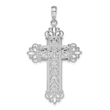 De-Ani Filigree Fleur de Lis Cross Pendant in Sterling Silver