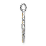 Gothic Four-Way Cross Necklace in Sterling Silver with 24K Yellow Gold Plated Edge