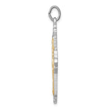 Four-Way Cross Two-Tone Sterling Silver and 24K Yellow Gold