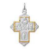 Four-Way Cross Two-Tone Sterling Silver and 24K Yellow Gold