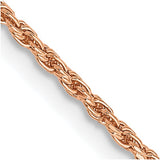 1.5mm Diamond Cut Light Rope Chain in 14K Rose Gold