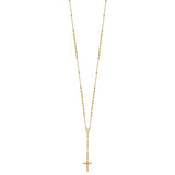 Rosary Necklace 24" 3mm Bead in 14K White or Yellow Gold - Roxx Fine Jewelry