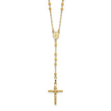 Rosary Necklace 24" 3mm Bead in 14K White or Yellow Gold - Roxx Fine Jewelry