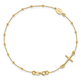 Sideways Cross 16" Rosary Necklace in 14K Yellow Gold