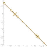 Sideways Cross 16" Rosary Necklace in 14K Yellow Gold