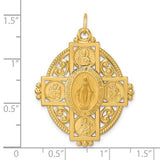 Filigree Framed Four Way Miraculous Medal in 14K Yellow Gold - Roxx Fine Jewelry