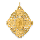 Filigree Framed Four Way Miraculous Medal in 14K Yellow Gold - Roxx Fine Jewelry