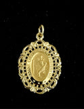 St. Christopher Medal Oval with Filigree Frame in 14K Yellow Gold