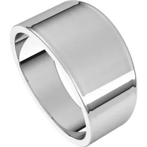 Flat Top 10mm Wide Tapered Band in 14K White Gold