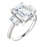 Faux and Fabulous™ 4.37 Ct Emerald CZ 3 Stone Ring in Sterling Silver - Roxx Fine Jewelry