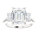 Faux and Fabulous™ 4.37 Ct Emerald CZ 3 Stone Ring in Sterling Silver - Roxx Fine Jewelry