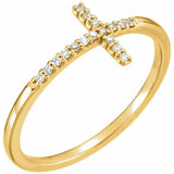 Sideways Cross Diamond Ring .08 Ct. in 14K Gold - Roxx Fine Jewelry
