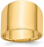 Cigar Band Ring 20mm Flat Top Tapered Band in 14K Gold