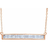 Baguette Diamond Bar Necklace .50 Ct in 14K Gold - Roxx Fine Jewelry
