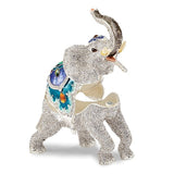 Jeweled Elephant Trinket Box 8" x 4.5" with Matching Necklace - Roxx Fine Jewelry