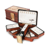 Jewelry Chest "Rochelle" Rustic Burlwood with Walnut Inlay - Roxx Fine Jewelry