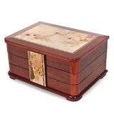 Jewelry Chest "Rochelle" Rustic Burlwood with Walnut Inlay - Roxx Fine Jewelry