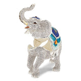 Jeweled Elephant Trinket Box 8" x 4.5" with Matching Necklace - Roxx Fine Jewelry