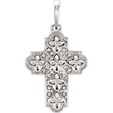 Ornate Floral Inspired Cross Pendant in 14K Rose, White or Yellow Gold - Roxx Fine Jewelry