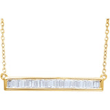 Baguette Diamond Bar Necklace .50 Ct in 14K Gold - Roxx Fine Jewelry