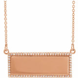 Engravable Petite Diamond Bar Necklace in 14K Gold